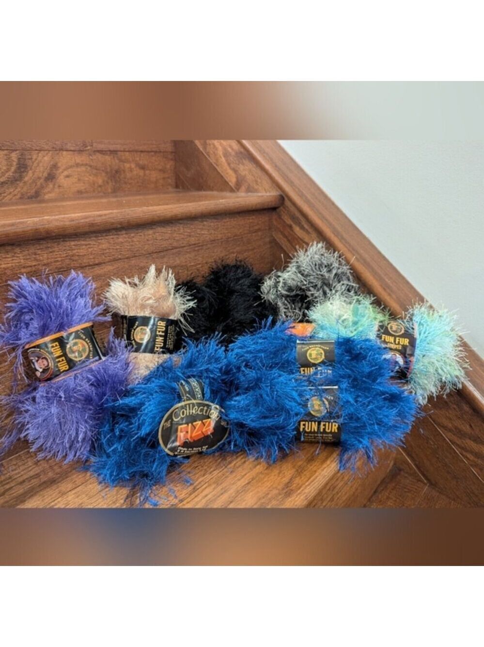 Eyelash Yarn Lot - Purple, Blue, Black, Tan, Multi Color 9 Skiens 465g
